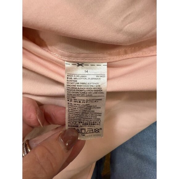 Banana Republic Dress Shirt Women 14 Pink Cotton Tailored Fit Long Sleeve Formal - Picture 7 of 8